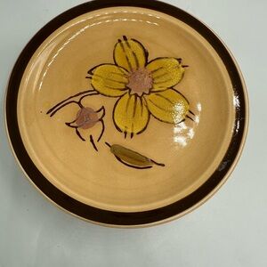 Mid-Century Sun Blossom Stoneware Dinner 10.5 “ & Salad 8” Plates Set Of 6 Each